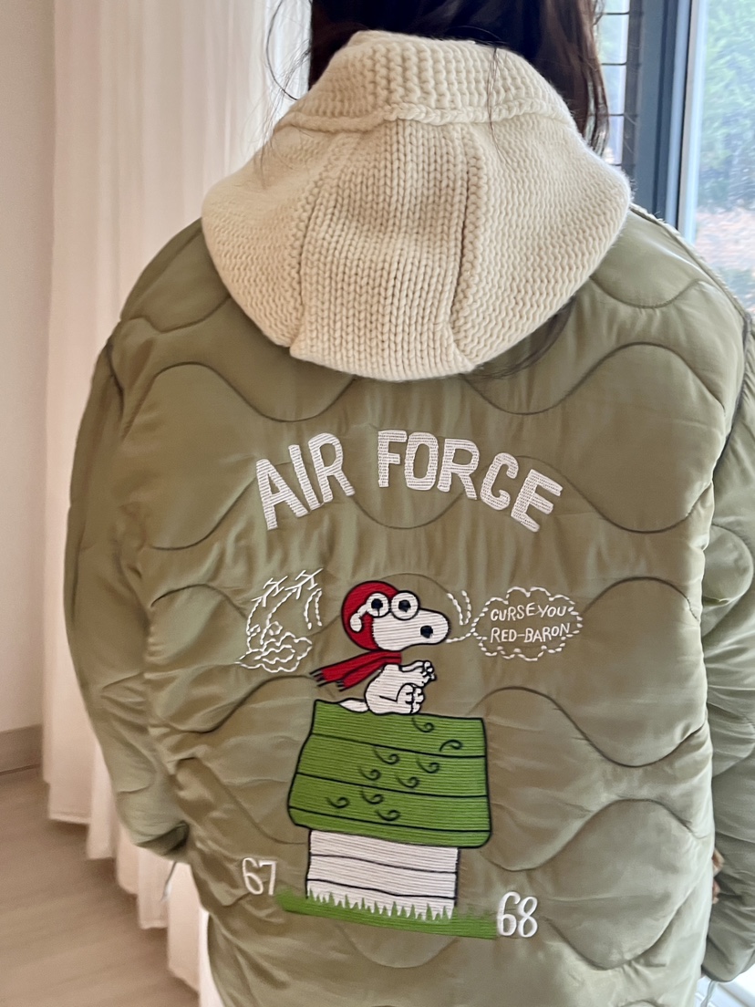 AT NOTE東大門㊣直郵女裝新品推薦短款棉服史努比刺繡絎縫AT NOTE短款棉服