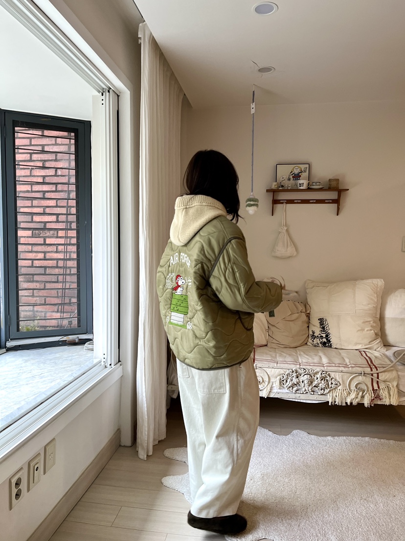 AT NOTE東大門㊣直郵女裝新品推薦短款棉服史努比刺繡絎縫AT NOTE短款棉服