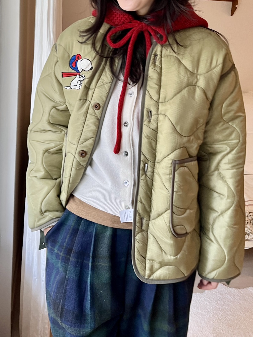 AT NOTE東大門㊣直郵女裝新品推薦短款棉服史努比刺繡絎縫AT NOTE短款棉服