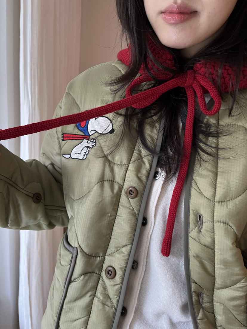 AT NOTE東大門㊣直郵女裝新品推薦短款棉服史努比刺繡絎縫AT NOTE短款棉服