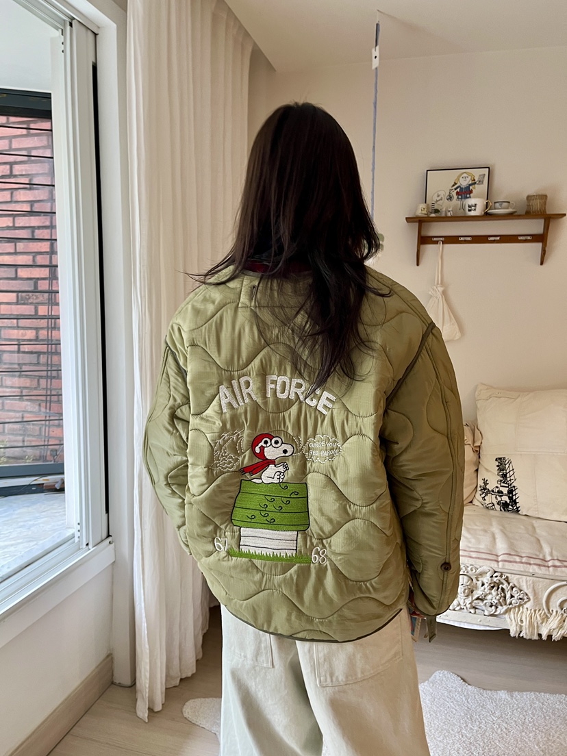 AT NOTE東大門㊣直郵女裝新品推薦短款棉服史努比刺繡絎縫AT NOTE短款棉服