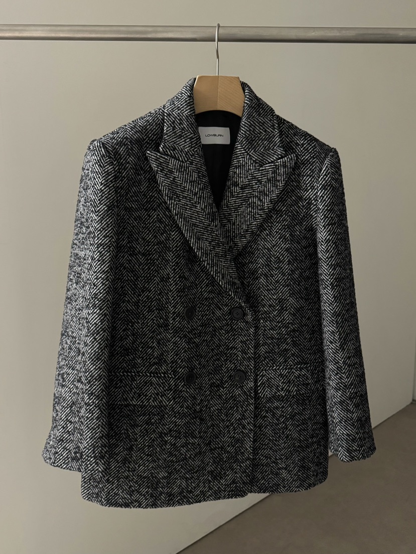 LOWBURN東大門㊣代購女裝新款真品熱賣時尚推薦夾克人字紋雙層LOWBURN夾克圖色2