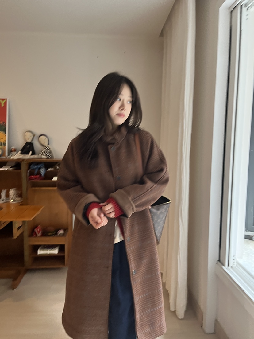 AT NOTE東大門㊣實拍女士新款職業熱賣時尚中長款大衣格子AT NOTE中長款大衣