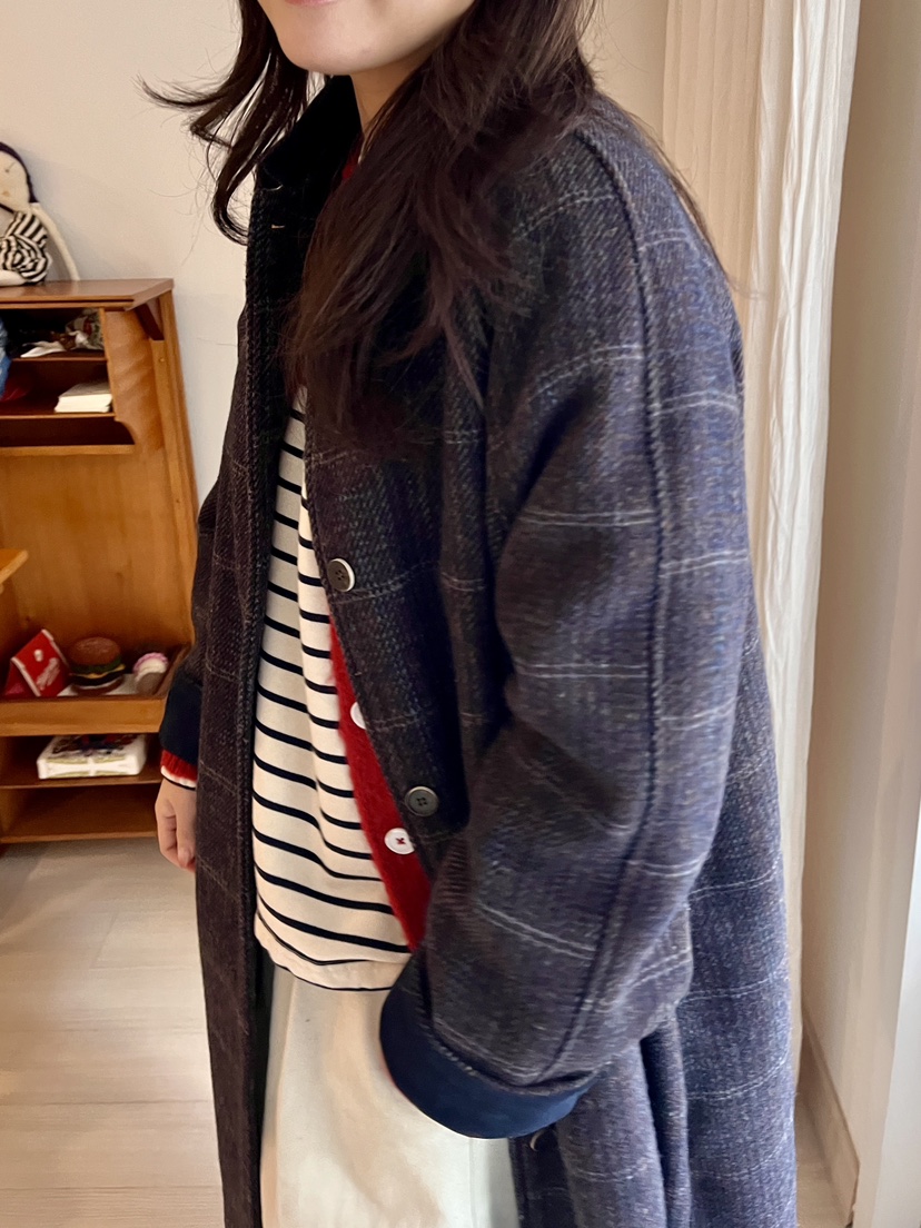 AT NOTE東大門㊣實拍女士新款職業熱賣時尚中長款大衣格子AT NOTE中長款大衣