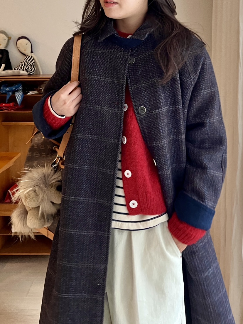 AT NOTE東大門㊣實拍女士新款職業熱賣時尚中長款大衣格子AT NOTE中長款大衣