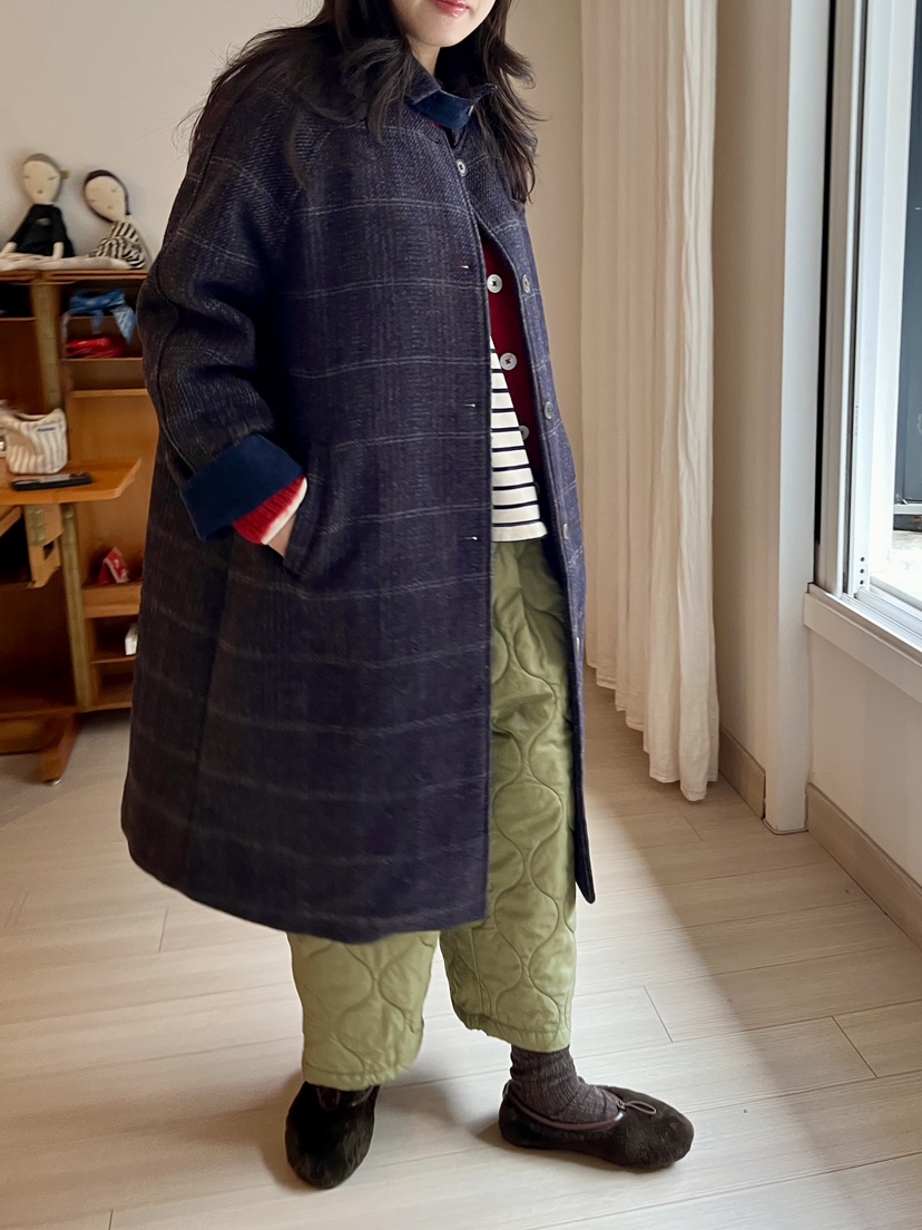 AT NOTE東大門㊣實拍女士新款職業熱賣時尚中長款大衣格子AT NOTE中長款大衣