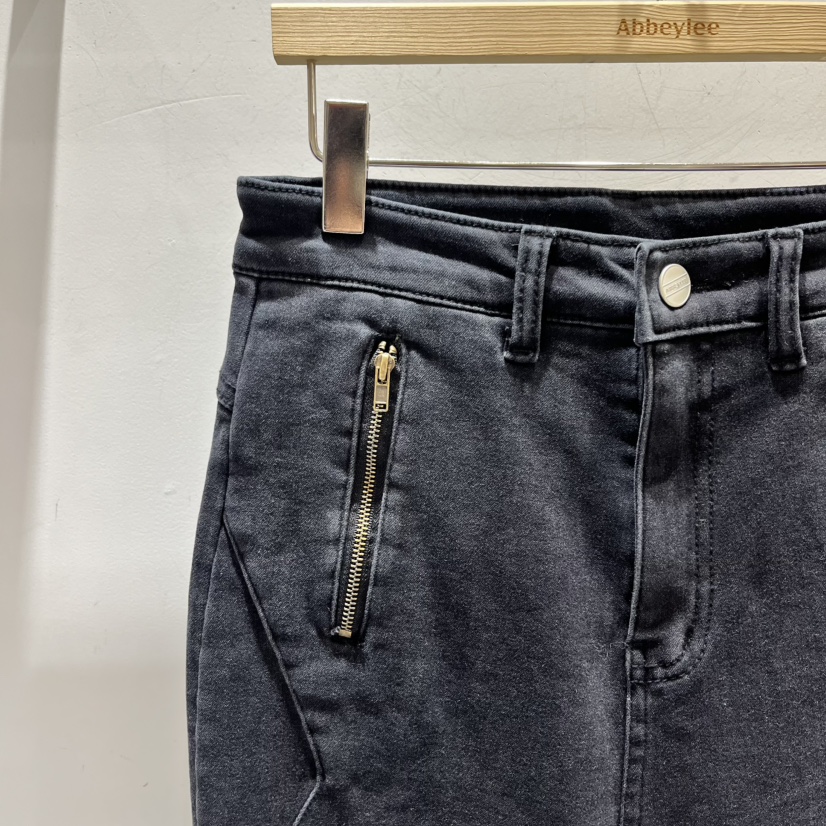 ABBEYLEE東大門㊣直郵女裝新品25秋冬時尚牛仔褲緊身褲拉鏈ABBEYLEE牛仔褲