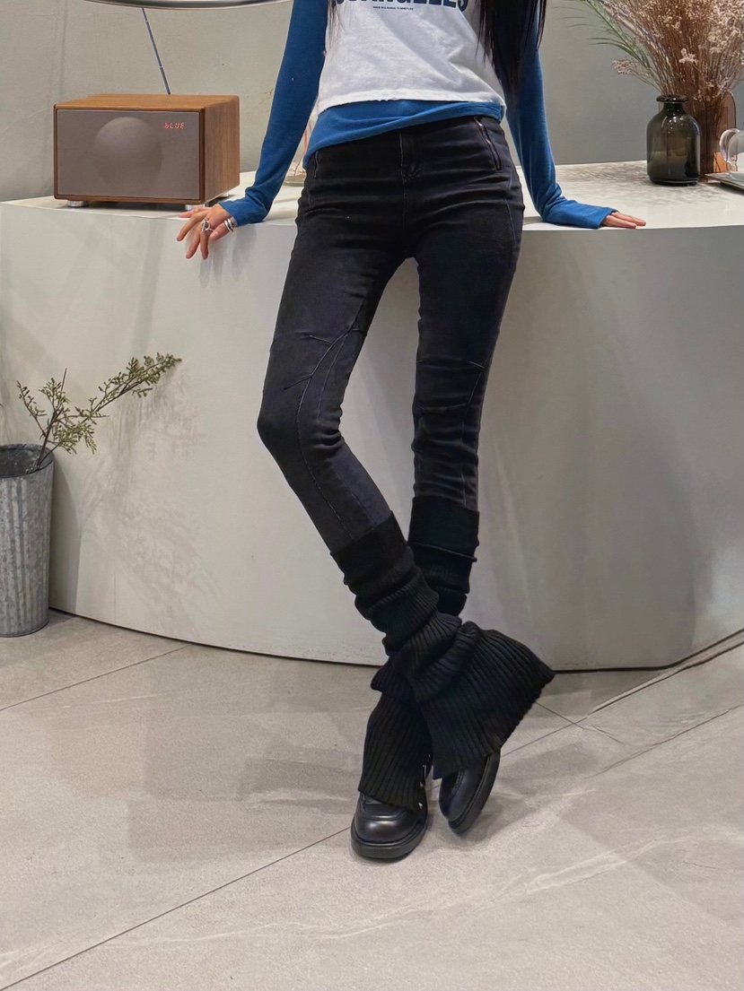 ABBEYLEE東大門㊣直郵女裝新品25秋冬時尚牛仔褲緊身褲拉鏈ABBEYLEE牛仔褲