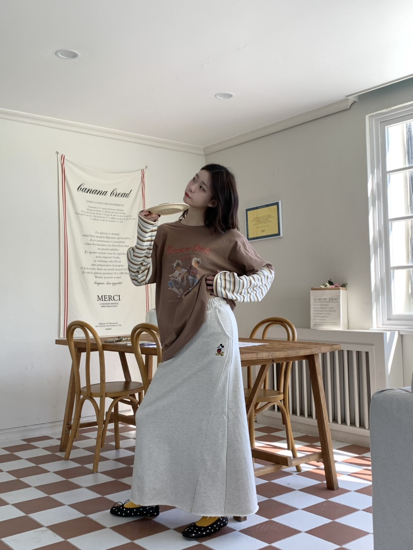 DE LINE韓國代購㊣女裝新品職業真品推薦25秋冬休閑長裙打折DE LINE長裙圖色4燕麥色