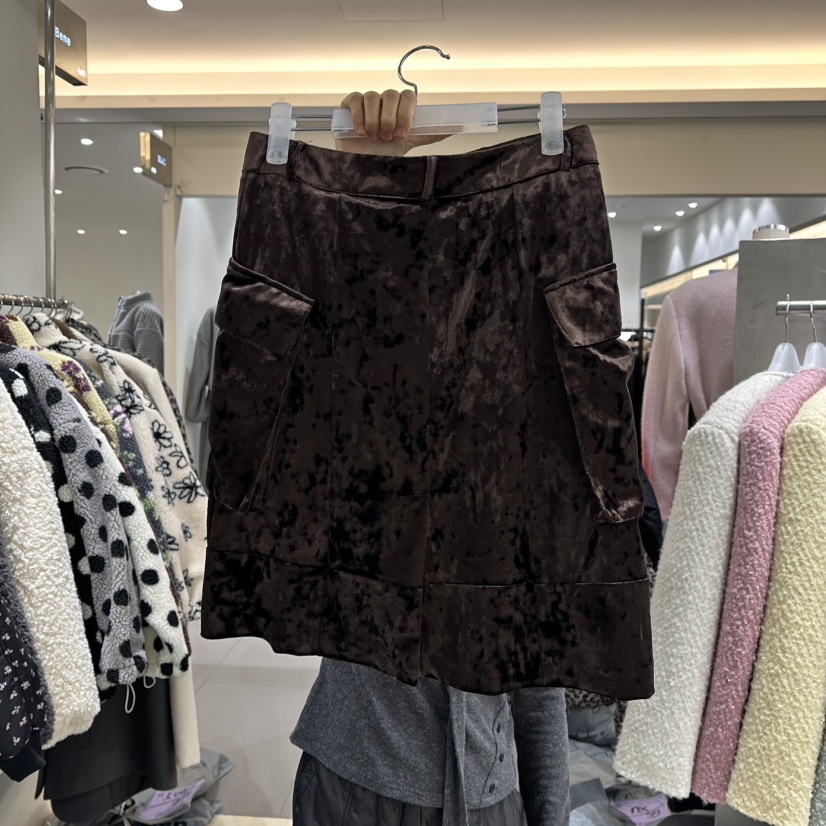 BENE韓國直郵㊣女士新品熱賣真品時尚休閑25秋冬裙褲天鵝絨BENE裙褲