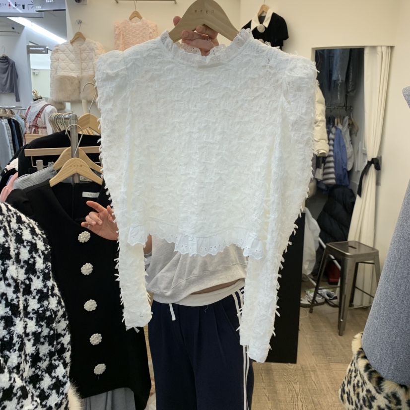 BEEN-A東大門㊣直郵女裝新款人氣休閑25秋冬襯衫蕾絲衫蕾絲BEEN-A襯衫/蕾絲衫圖色1
