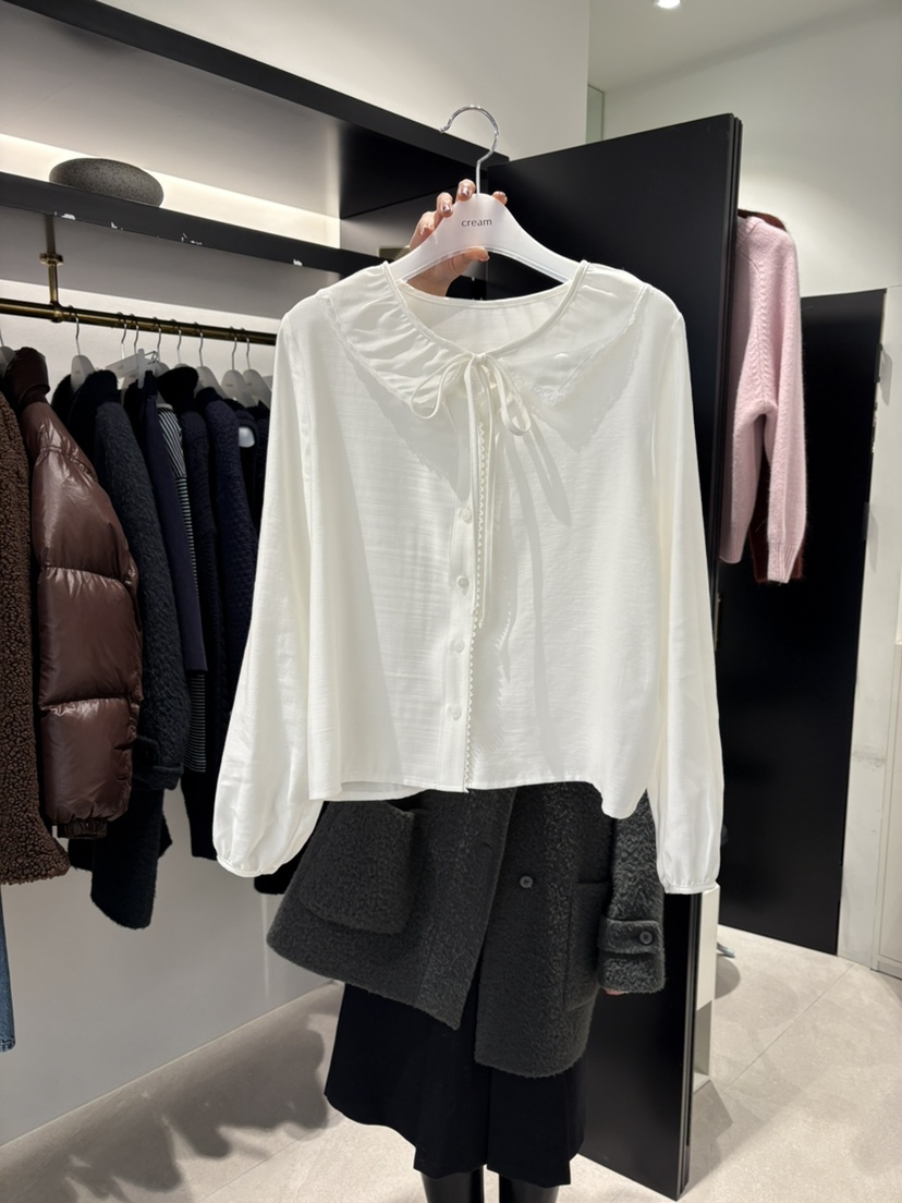 CREAM-P東大門㊣代購女士新款時尚人氣推薦休閑襯衫蕾絲衫CREAM-P襯衫/蕾絲衫圖色1