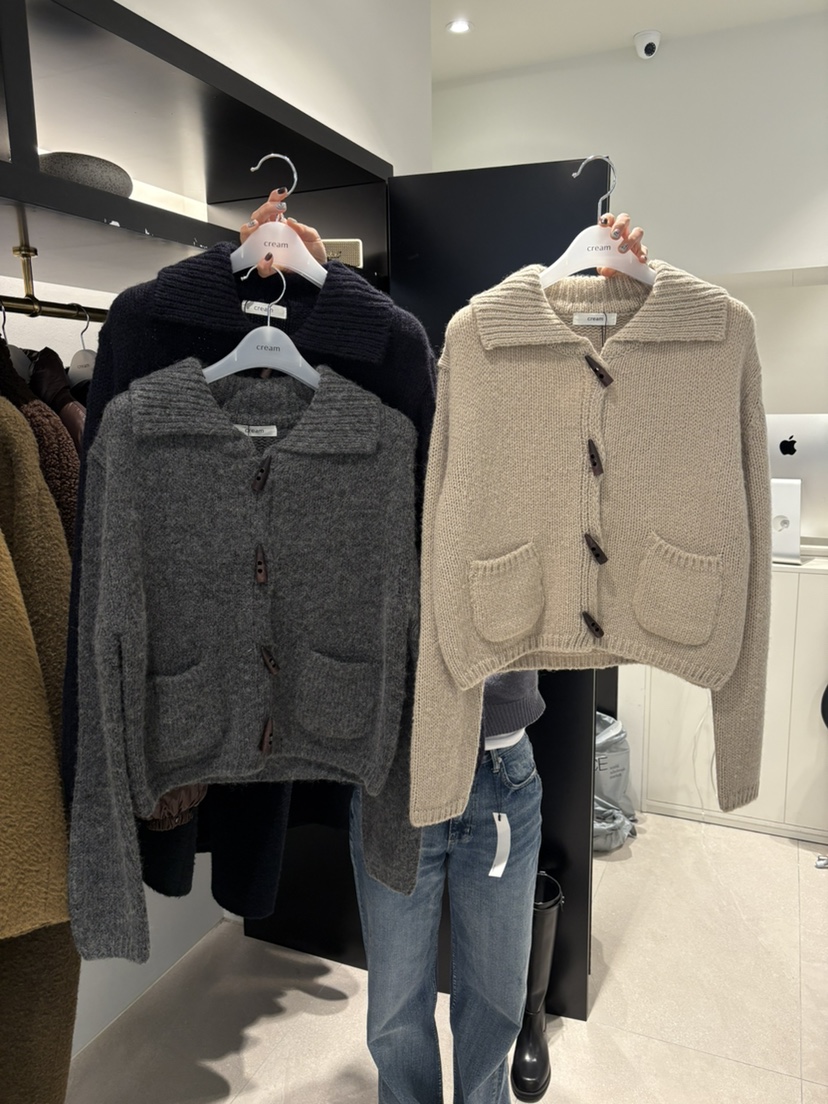 CREAM-P韓國直郵㊣女士新款職業推薦25秋冬真品針織衫開衫CREAM-P針織衫