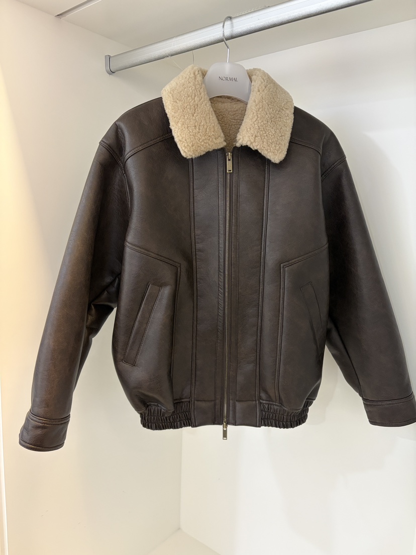 NORMAL韓國代購㊣女士新品真品熱賣25秋冬人氣時尚夾克皮革NORMAL夾克圖色1