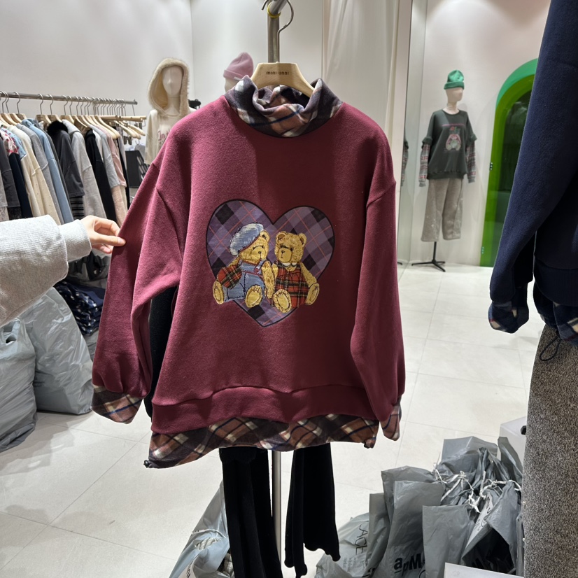 MINI UNNI東大門㊣直郵女裝新品人氣真品時尚衛衣假兩件加絨MINI UNNI衛衣圖色3