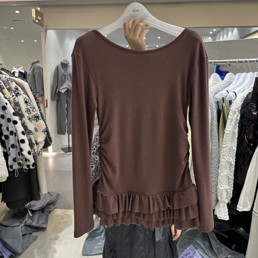 BENE東大門㊣代購女裝新品人氣25秋冬休閑時尚熱賣職業長袖T恤BENE長袖T恤圖色2