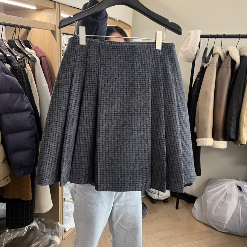 OBJET東大門㊣代購女裝新款職業推薦25秋冬熱賣時尚人氣短裙love us u/OBJET短裙圖色1