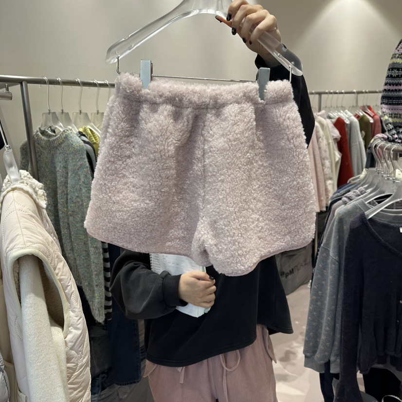 MIMME韓國代購㊣女士新品職業人氣時尚熱賣推薦休閑短褲毛絨MIMME/LOOKK短褲