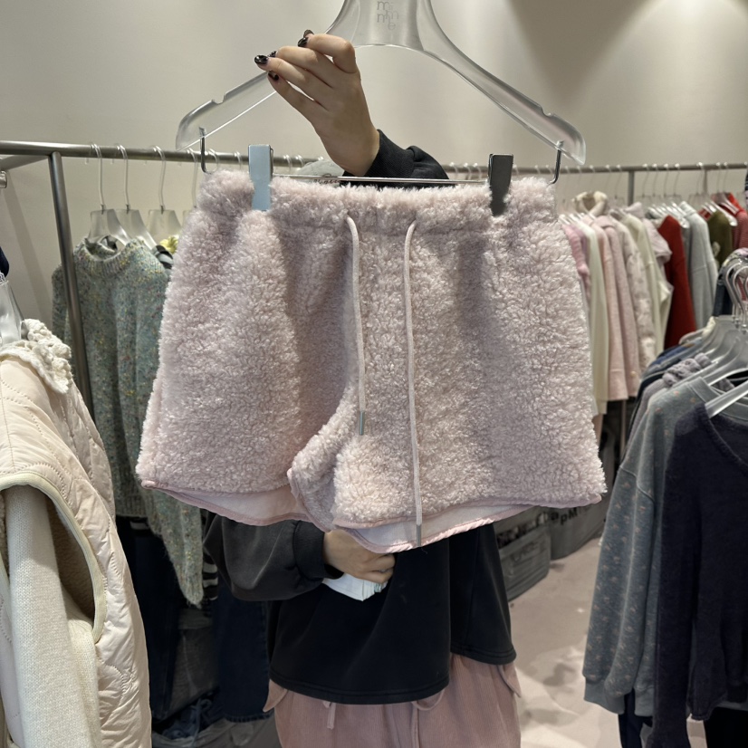 MIMME韓國代購㊣女士新品職業人氣時尚熱賣推薦休閑短褲毛絨MIMME/LOOKK短褲圖色2