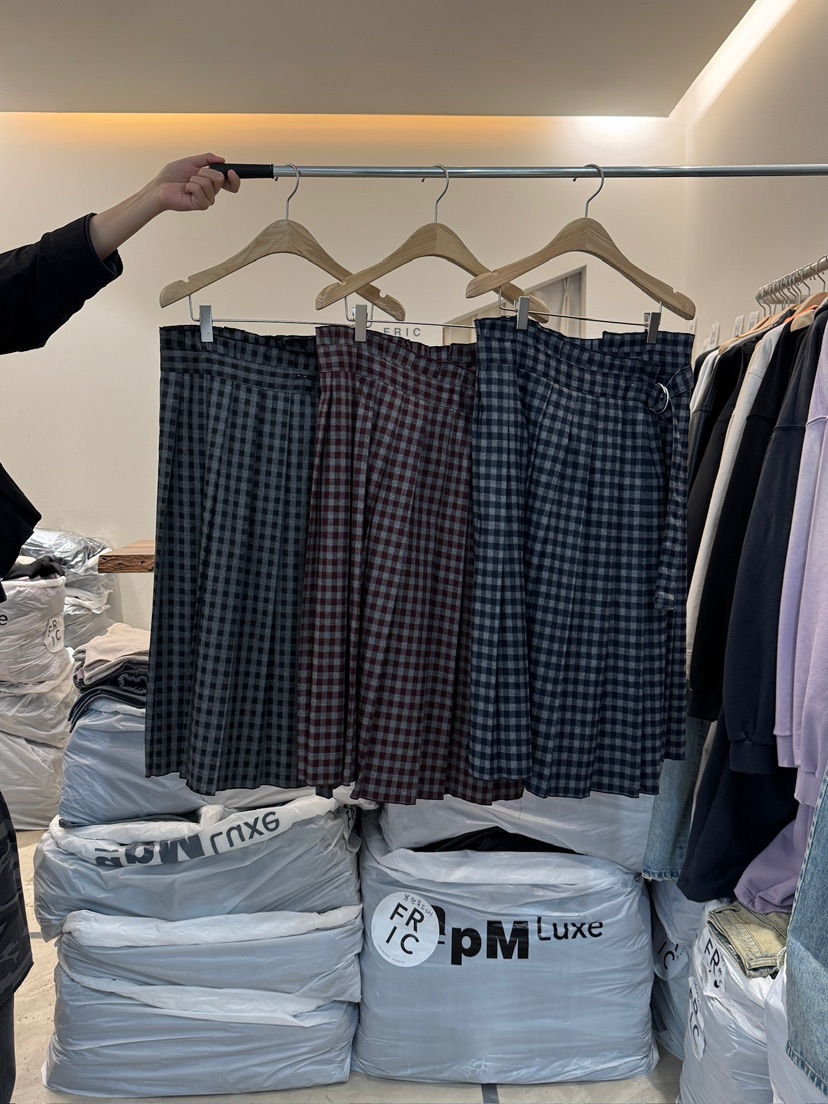 FRIC東大門㊣直郵女士新款職業熱賣休閑半身裙中短裙格紋褶裥FRIC半身裙/中短裙