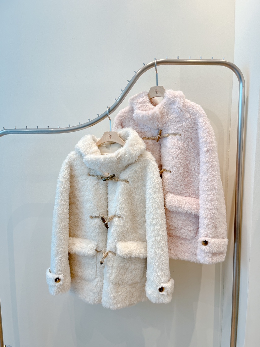 OVE東大門㊣直郵女裝新款推薦時尚休閑25秋冬真品短款大衣抓絨OVE短款大衣