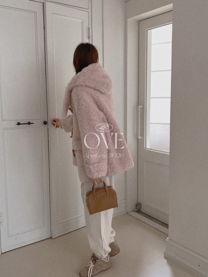 OVE東大門㊣直郵女裝新款推薦時尚休閑25秋冬真品短款大衣抓絨OVE短款大衣