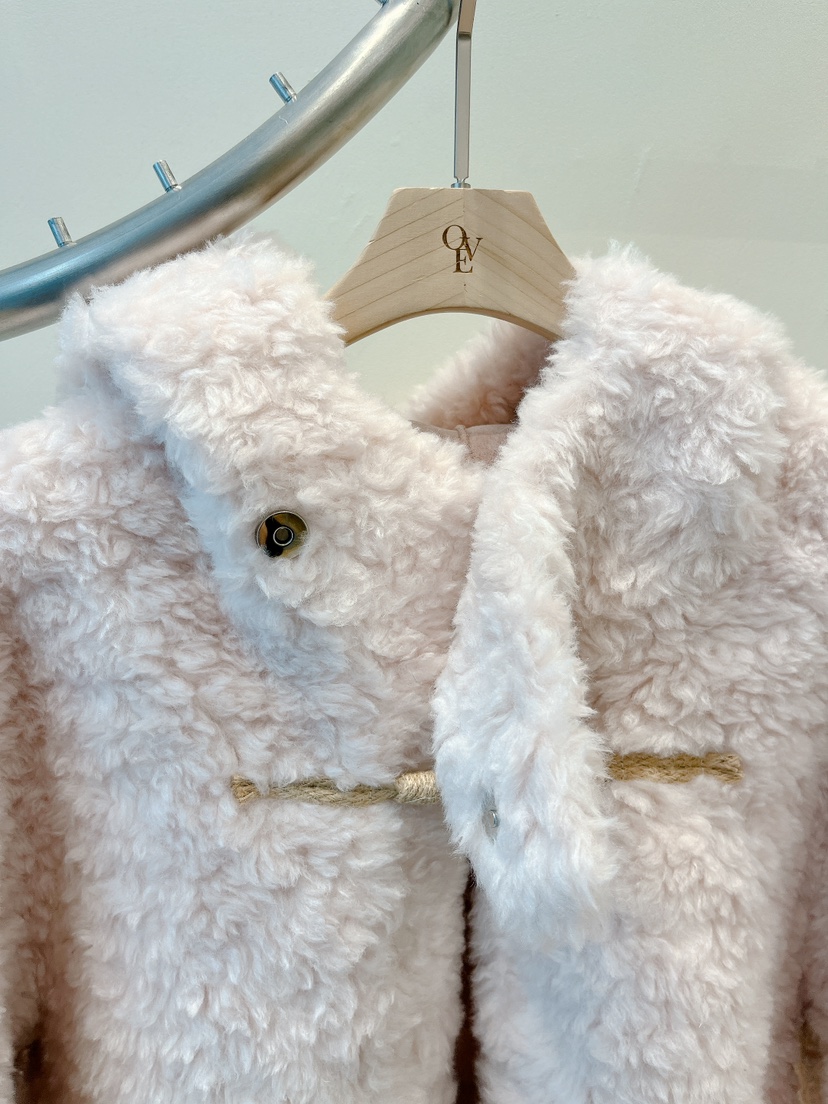 OVE東大門㊣直郵女裝新款推薦時尚休閑25秋冬真品短款大衣抓絨OVE短款大衣