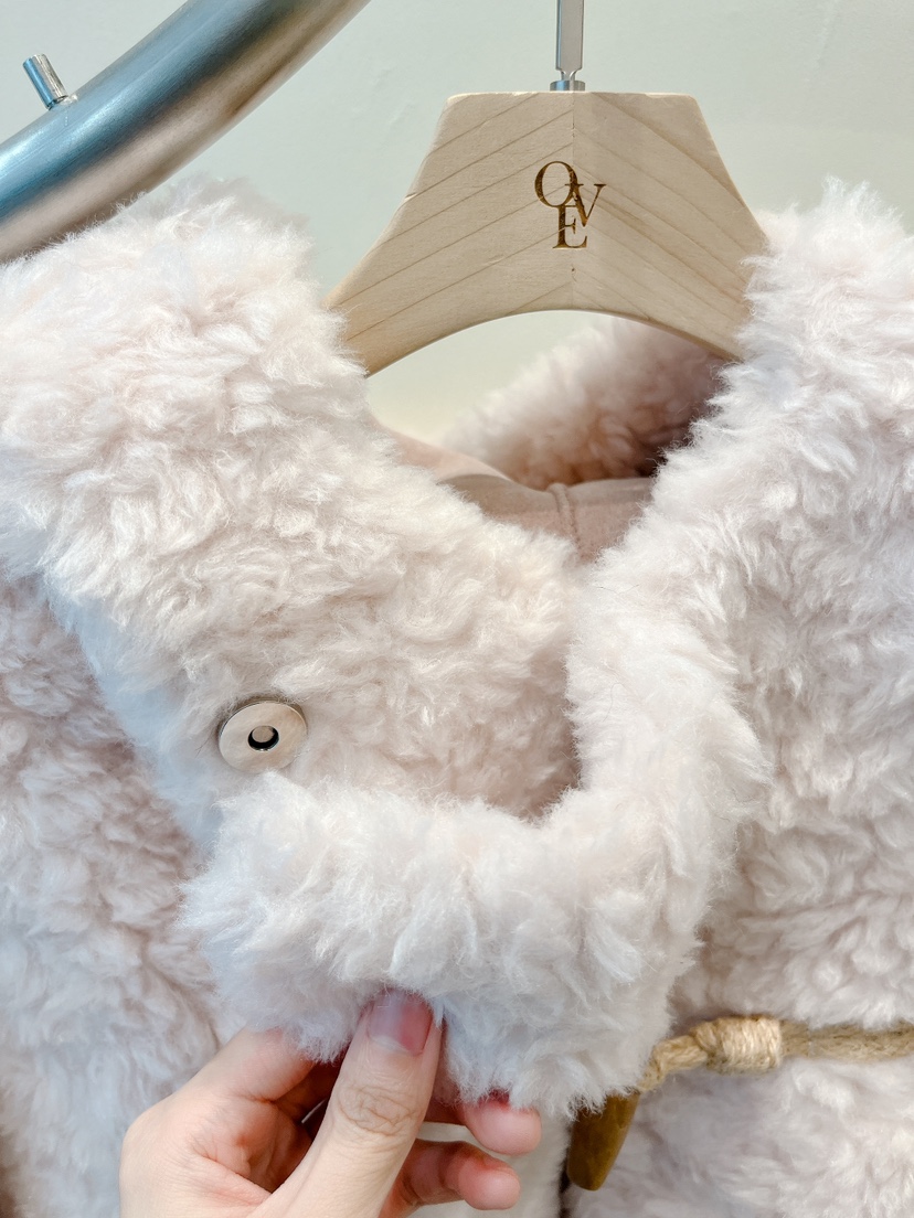 OVE東大門㊣直郵女裝新款推薦時尚休閑25秋冬真品短款大衣抓絨OVE短款大衣