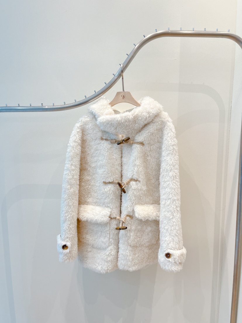 OVE東大門㊣直郵女裝新款推薦時尚休閑25秋冬真品短款大衣抓絨OVE短款大衣圖色1