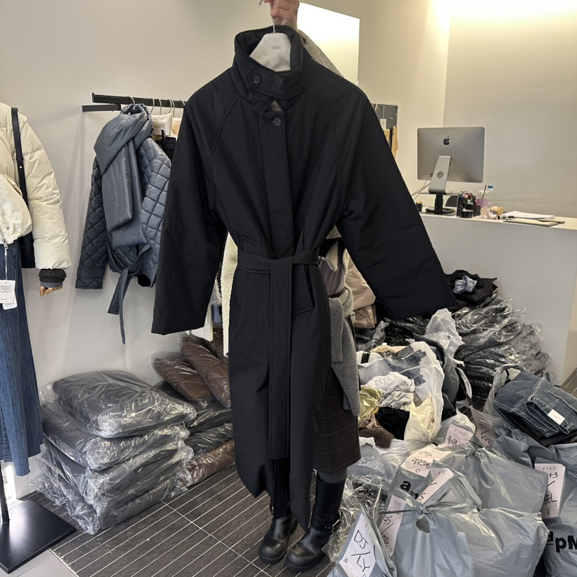 FIND-P韓國直郵㊣女士新款真品推薦職業時尚中長款大衣含腰帶FIND-P中長款大衣圖色3