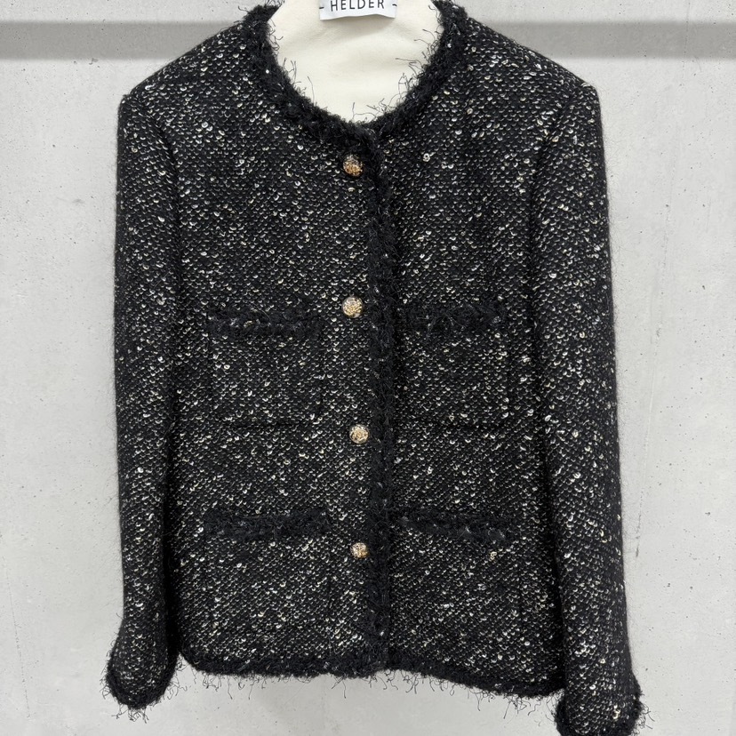 HELDER-P韓國直郵㊣女裝新品職業25秋冬夾克粗花呢羊毛鵝絨HELDER夾克圖色1