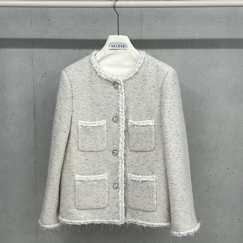 HELDER-P韓國直郵㊣女裝新品職業25秋冬夾克粗花呢羊毛鵝絨HELDER夾克圖色2