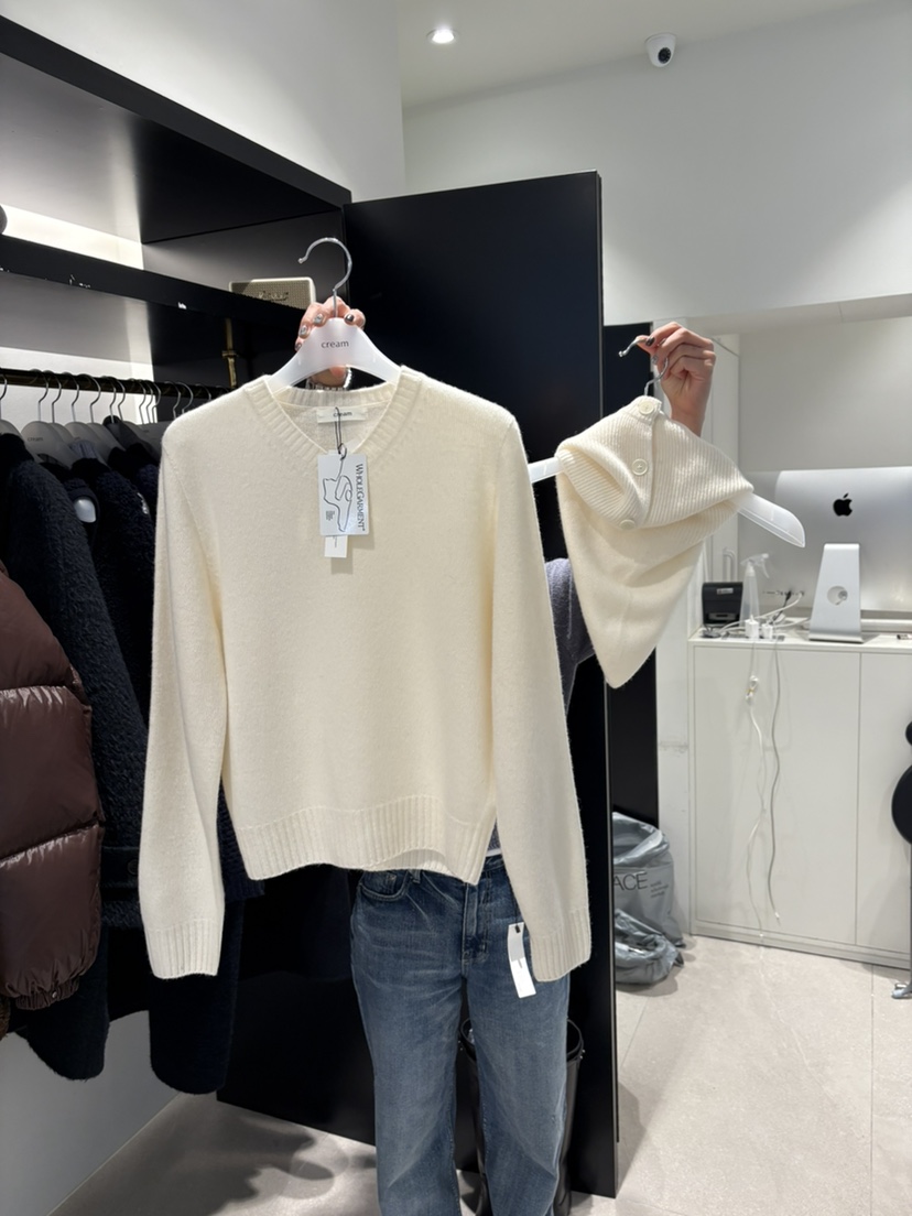 CREAM-P東大門㊣代購女裝新品職業時尚針織衫含圍巾兩件套CREAM-P針織衫圖色2