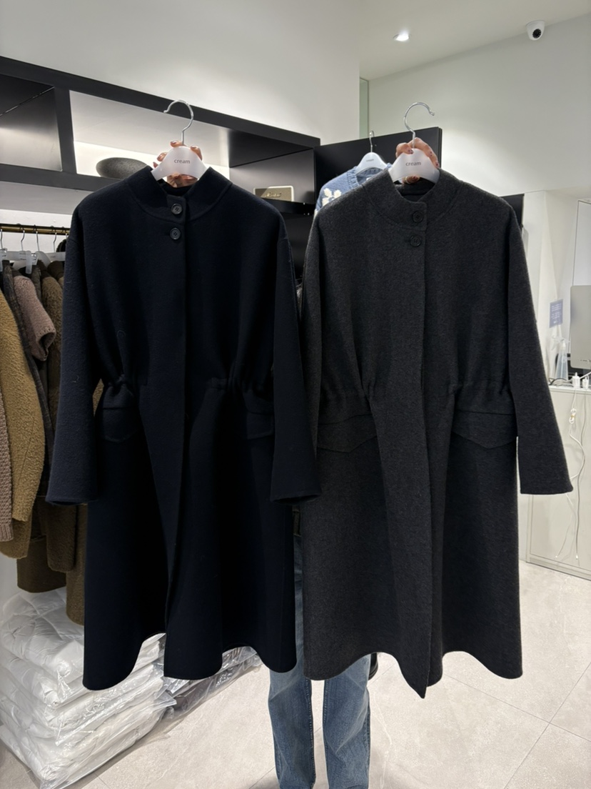 CREAM-P韓國直郵㊣女士新品休閑時尚推薦人氣職業中長款大衣CREAM-P中長款大衣