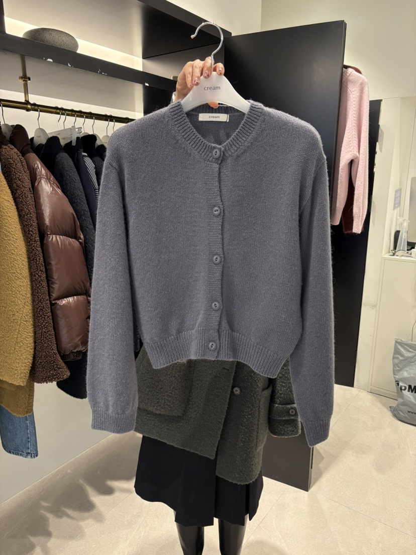 CREAM-P韓國代購㊣女裝新品人氣推薦真品針織衫羊駝開衫絨CREAM-P針織衫圖色3