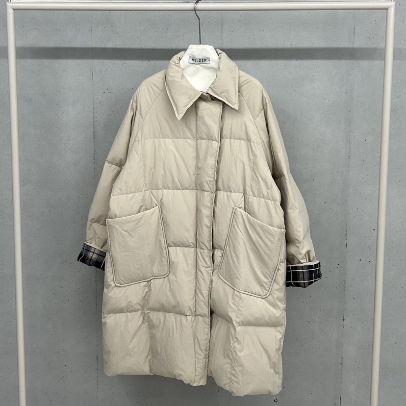 HELDER-P韓國直郵㊣女裝新品職業熱賣人氣長款羽絨服格紋鴨絨HELDER長款羽絨服圖色2