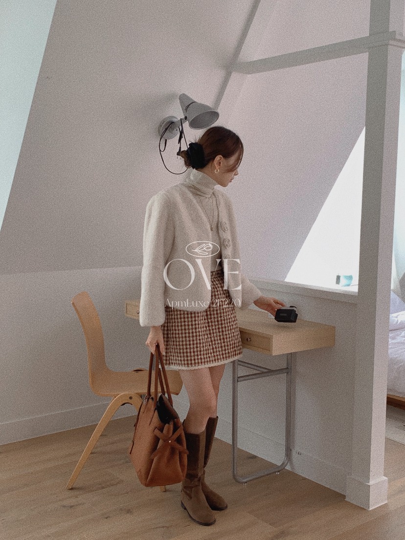 OVE韓國代購㊣女裝新品推薦真品時尚休閑職業25秋冬短款大衣皮草OVE短款大衣