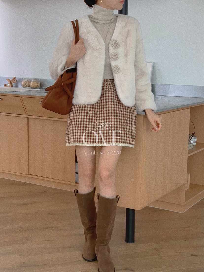 OVE韓國代購㊣女裝新品推薦真品時尚休閑職業25秋冬短款大衣皮草OVE短款大衣