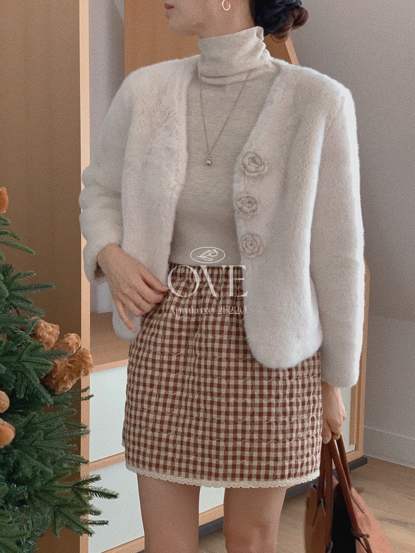 OVE韓國代購㊣女裝新品推薦真品時尚休閑職業25秋冬短款大衣皮草OVE短款大衣