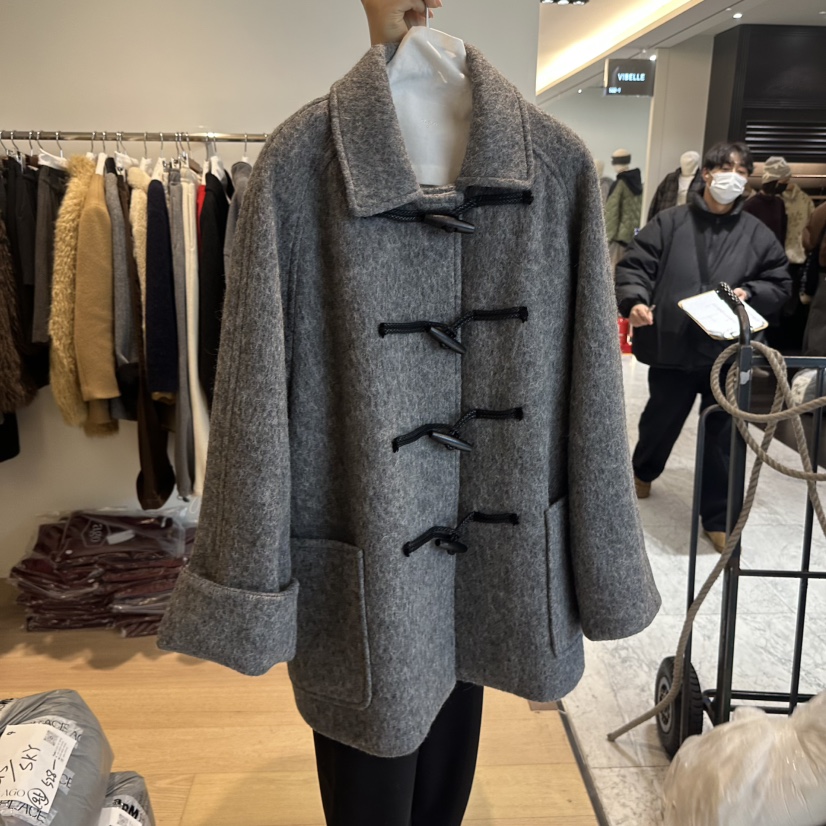 AGO韓國直郵㊣女裝新品熱賣人氣25秋冬休閑推薦中長款大衣羊駝AGO中長款大衣圖色2