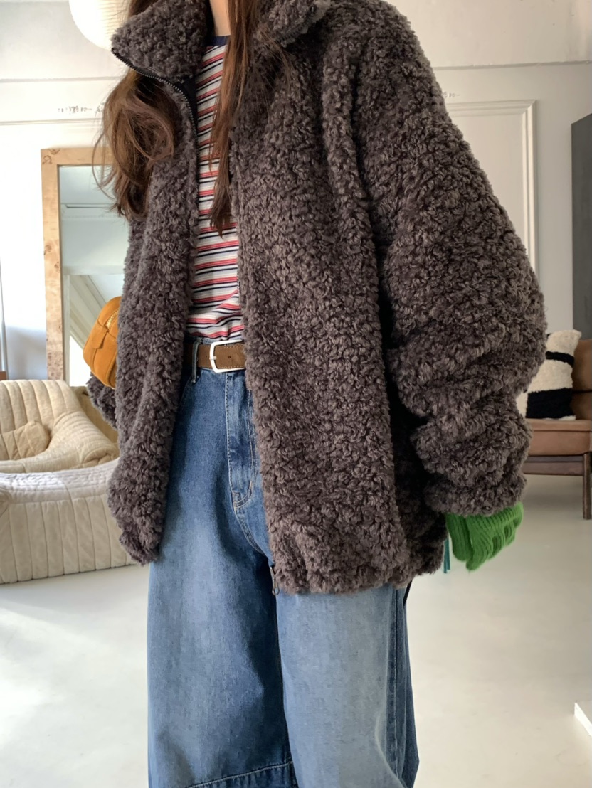 PEBBLE東大門㊣實拍女士新品職業時尚休閑25秋冬推薦夾克絨PEBBLE夾克