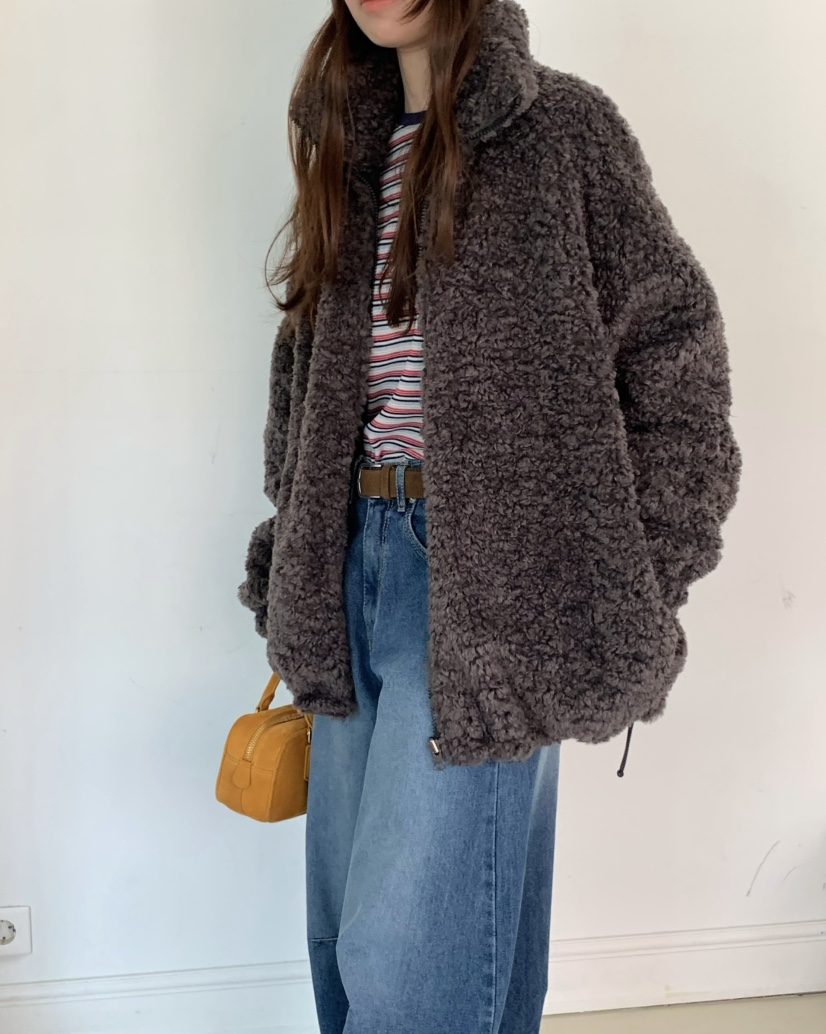 PEBBLE東大門㊣實拍女士新品職業時尚休閑25秋冬推薦夾克絨PEBBLE夾克