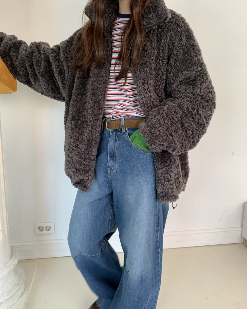 PEBBLE東大門㊣實拍女士新品職業時尚休閑25秋冬推薦夾克絨PEBBLE夾克