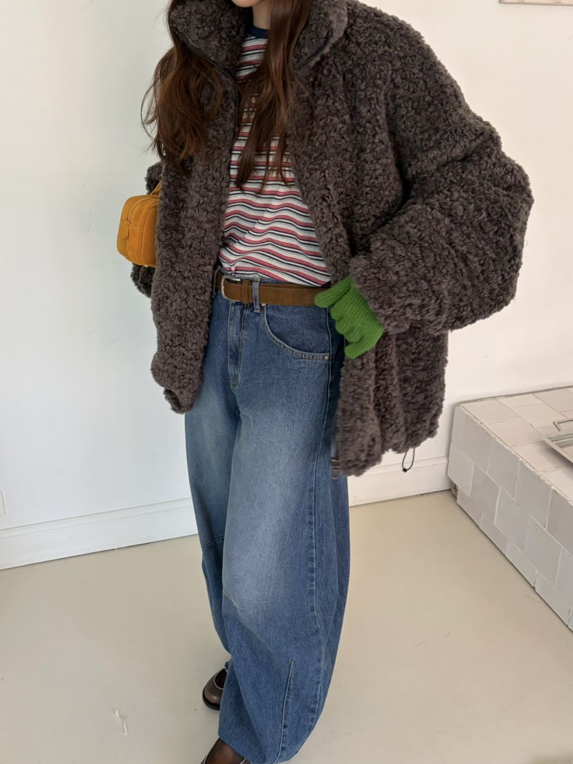 PEBBLE東大門㊣實拍女士新品職業時尚休閑25秋冬推薦夾克絨PEBBLE夾克