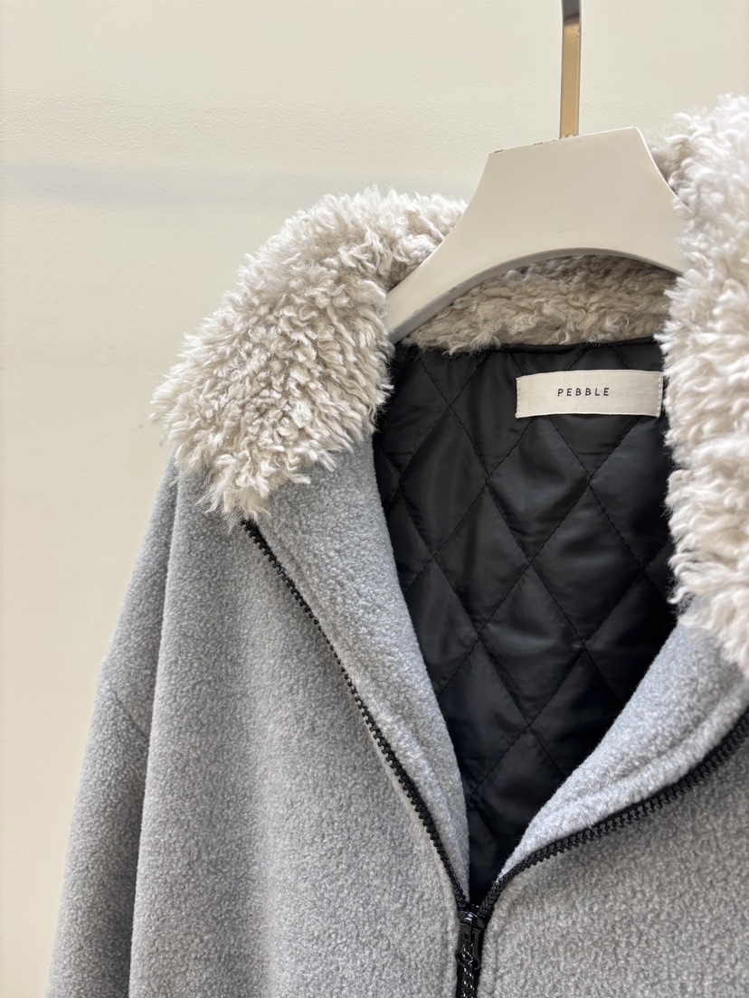 PEBBLE東大門㊣直郵女裝新款熱賣職業25秋冬真品推薦夾克羊毛PEBBLE/LAYER夾克