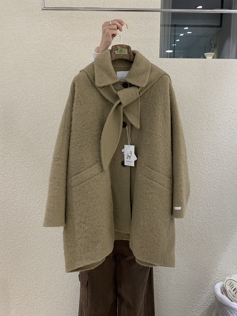 EMPTY東大門㊣直郵女士新款25秋冬休閑熱賣真品中長款大衣連帽EMPTY中長款大衣