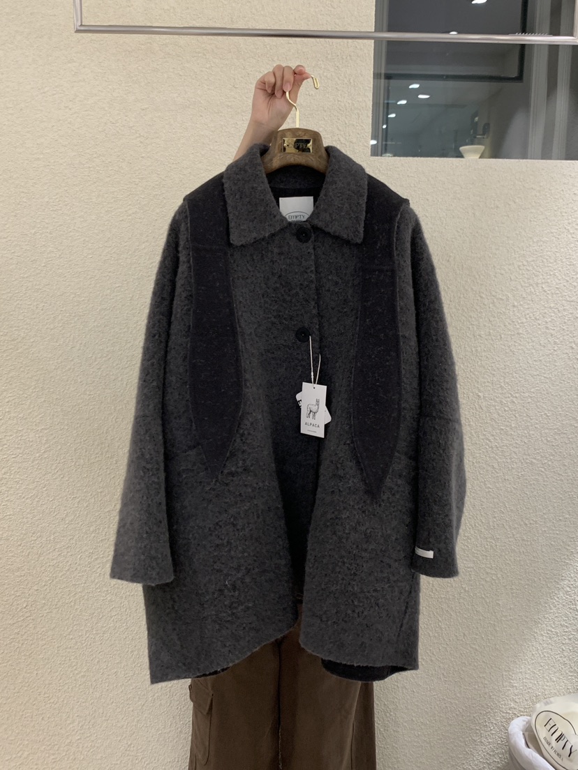 EMPTY東大門㊣直郵女士新款25秋冬休閑熱賣真品中長款大衣連帽EMPTY中長款大衣