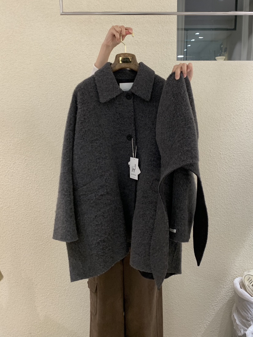 EMPTY東大門㊣直郵女士新款25秋冬休閑熱賣真品中長款大衣連帽EMPTY中長款大衣