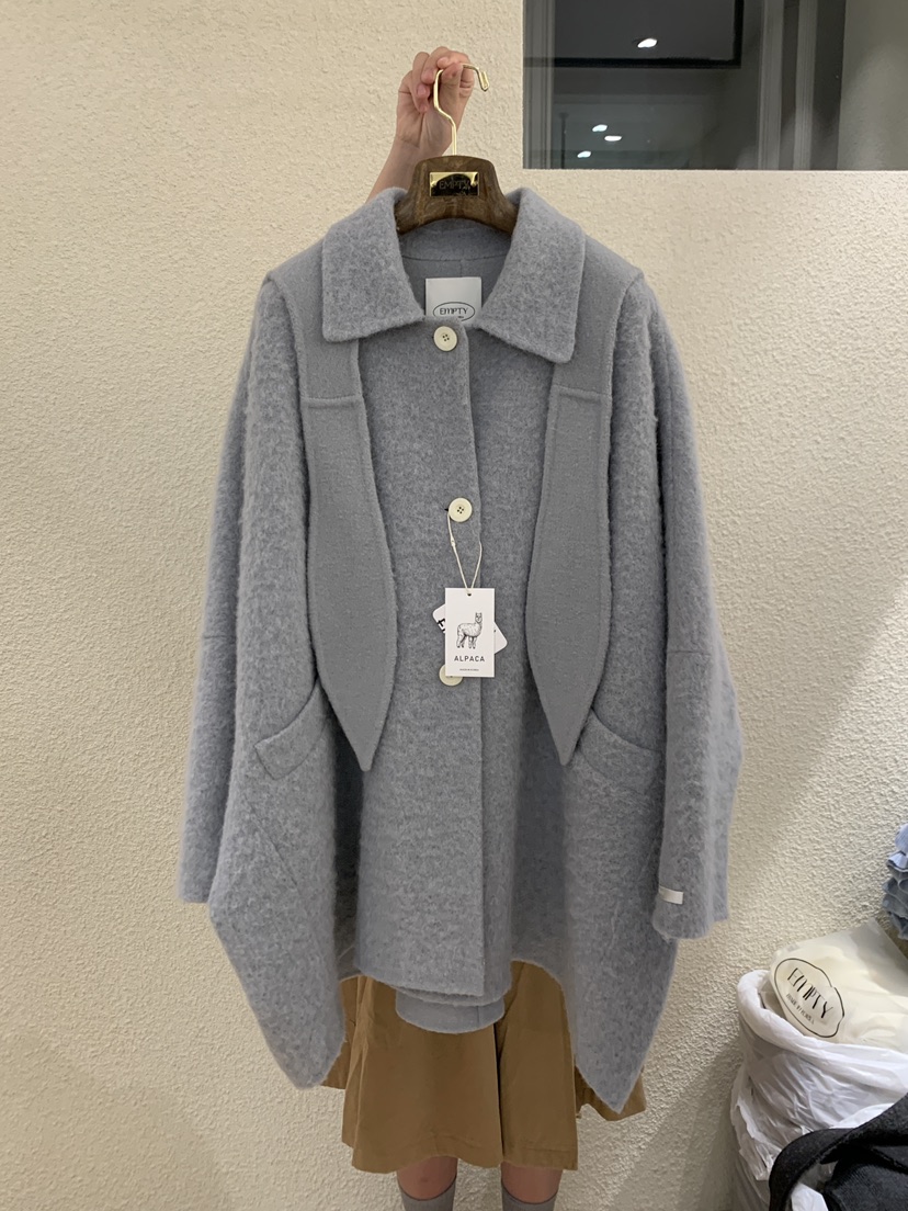 EMPTY東大門㊣直郵女士新款25秋冬休閑熱賣真品中長款大衣連帽EMPTY中長款大衣