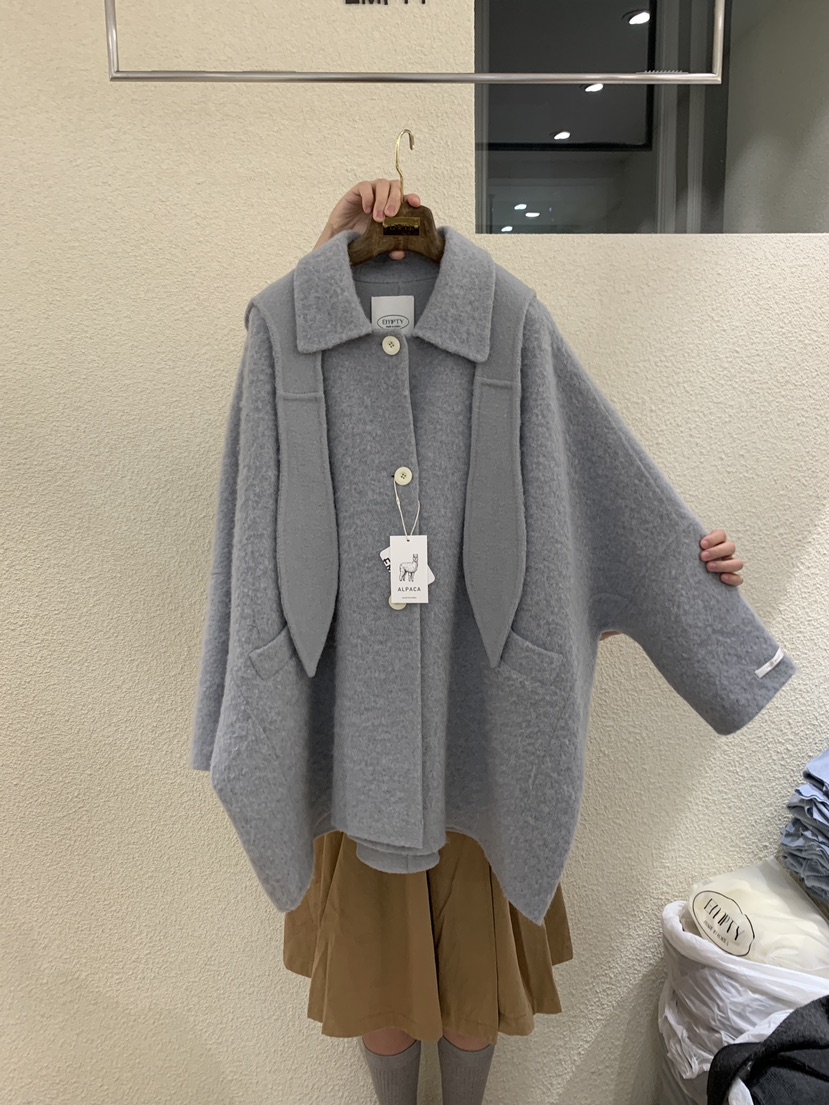 EMPTY東大門㊣直郵女士新款25秋冬休閑熱賣真品中長款大衣連帽EMPTY中長款大衣